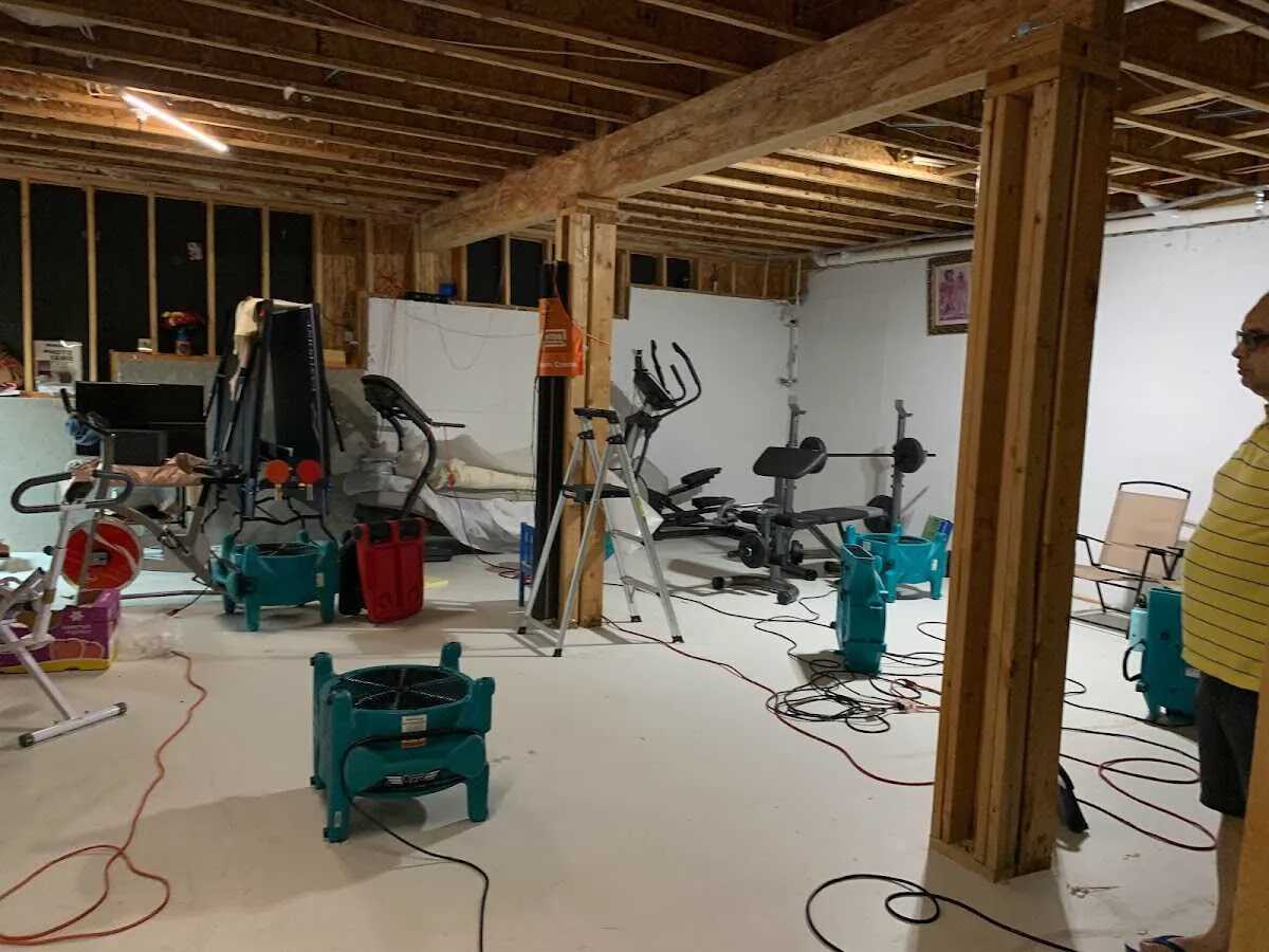 Basement drying equipment setup for Contents Cleaning & Restoration in Mishawaka